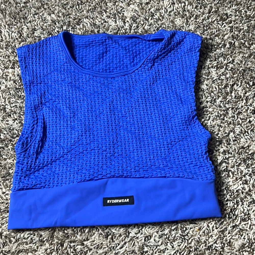 Bright blue Ryderwear crop top
